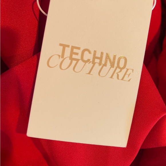 Valentino Techno Couture SZ 10 Red One Shoulder Flower Detail Knee Length Dress - Picture 10 of 14